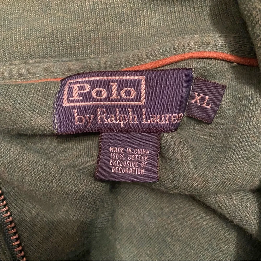POLO RALPH LAUREN MENS 1/4 ZIP SWEATER GREEN COTTON SIZE XL